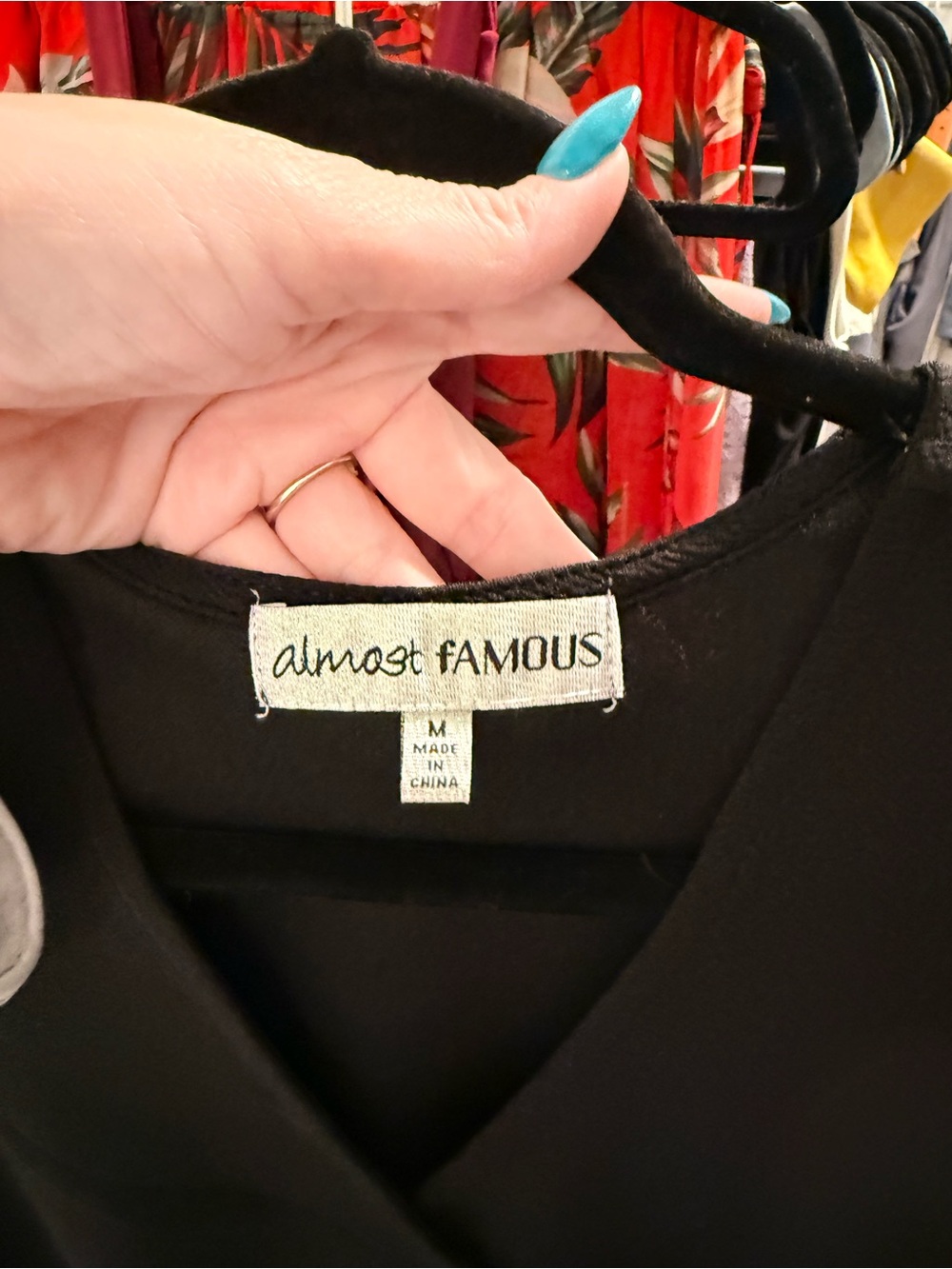 Almost Famous Black and Beige Asymmetrical Sheath Dress - Picture 3 of 3